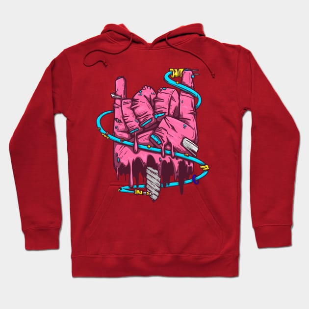 pink zombie metal horns Hoodie by manuvila